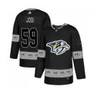 Men's Nashville Predators #59 Roman Josi Authentic Black Team Logo Fashion Hockey Jersey