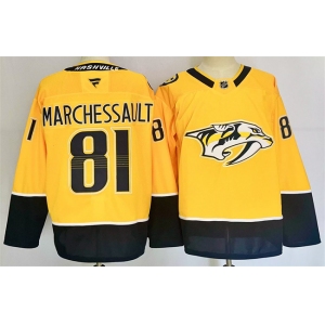 Men's Nashville Predators #81 Jonathan Marchessault Gold 2024-25 Home Stitched Hockey Jersey