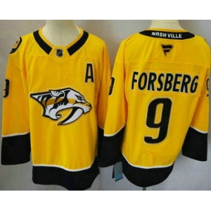 Men's Nashville Predators #9 Filip Forsberg Yellow Authentic Jersey
