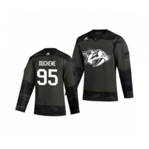 Men's Nashville Predators #95 Matt Duchene 2019 Veterans Day Authentic Practice Hockey Jersey Camo