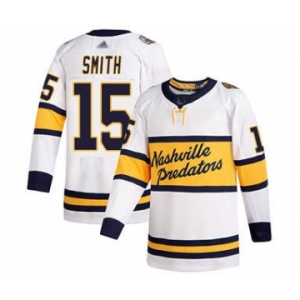 Men's Predators #15 Craig Smith White Authentic 2020 Winter Classic Stitched Hockey Jersey