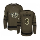 Men's Predators #3 Steven Santini Green Salute to Service Stitched Hockey Jersey