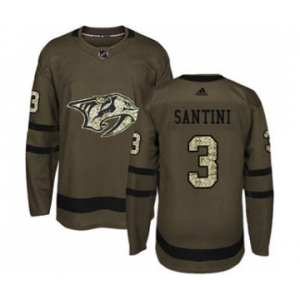 Men's Predators #3 Steven Santini Green Salute to Service Stitched Hockey Jersey