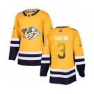 Men's Predators #3 Steven Santini Yellow Home Authentic Drift Fashion Stitched Hockey Jersey