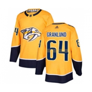 Men's Predators #64 Mikael Granlund Yellow Home Stitched Hockey Jersey