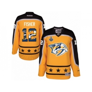 Men's Reebok Nashville Predators #12 Mike Fisher Authentic Gold Home 2017 Stanley Cup Final NHL Jersey New Style