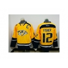 Men's Reebok Nashville Predators #12 Mike Fisher Authentic Gold Home NHL Jersey C patch