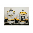 Men's Reebok Nashville Predators #12 Mike Fisher Authentic White Away NHL Jersey C patch