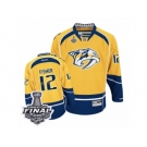 Men's Reebok Nashville Predators #12 Mike Fisher Premier Gold Home 2017 Stanley Cup Final NHL Jersey