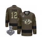 Men's Reebok Nashville Predators #12 Mike Fisher Premier Green Salute to Service 2017 Stanley Cup Final NHL Jersey