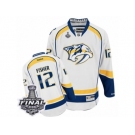 Men's Reebok Nashville Predators #12 Mike Fisher Premier White Away 2017 Stanley Cup Final NHL Jersey