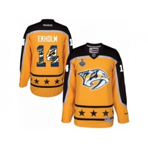 Men's Reebok Nashville Predators #14 Mattias Ekholm Authentic Gold Home 2017 Stanley Cup Final NHL Jersey New Style