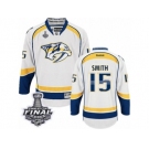 Men's Reebok Nashville Predators #15 Craig Smith Premier White Away 2017 Stanley Cup Final NHL Jersey