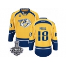 Men's Reebok Nashville Predators #18 James Neal Premier Gold Home 2017 Stanley Cup Final NHL Jersey