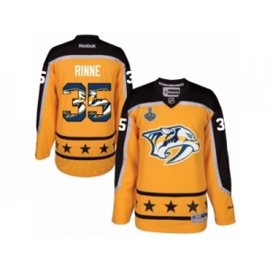 Men's Reebok Nashville Predators #35 Pekka Rinne Authentic Gold Home 2017 Stanley Cup Final NHL Jersey New Style