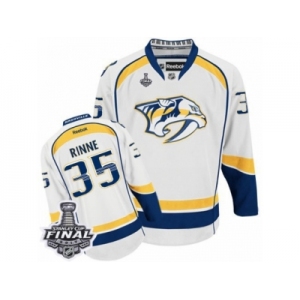 Men's Reebok Nashville Predators #35 Pekka Rinne Premier White Away 2017 Stanley Cup Final NHL Jersey