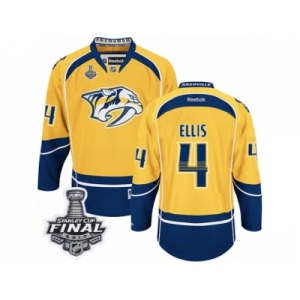 Men's Reebok Nashville Predators #4 Ryan Ellis Authentic Gold Home 2017 Stanley Cup Final NHL Jersey