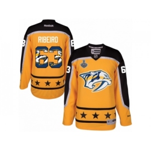 Men's Reebok Nashville Predators #63 Mike Ribeiro Authentic Gold Home 2017 Stanley Cup Final NHL Jersey New Style