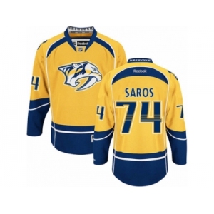 Men's Reebok Nashville Predators #74 Juuse Saros Authentic Gold Home NHL Jersey