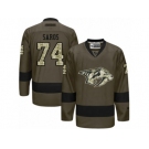 Men's Reebok Nashville Predators #74 Juuse Saros Authentic Green Salute to Service NHL Jersey