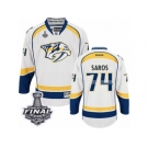 Men's Reebok Nashville Predators #74 Juuse Saros Premier White Away 2017 Stanley Cup Final NHL Jersey