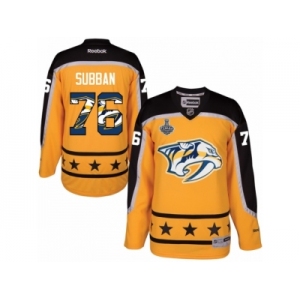 Men's Reebok Nashville Predators #76 P.K Subban Authentic Gold Home 2017 Stanley Cup Final NHL Jersey New Style