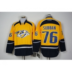 Men's Reebok Nashville Predators #76 P.K Subban Authentic Gold Home NHL Jersey