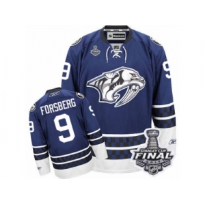 Men's Reebok Nashville Predators #9 Filip Forsberg Premier Blue Third 2017 Stanley Cup Final NHL Jersey