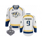 Men's Reebok Nashville Predators #9 Filip Forsberg Premier White Away 2017 Stanley Cup Final NHL Jersey