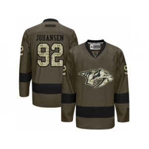 Men's Reebok Nashville Predators #92 Ryan Johansen Premier Green Salute to Service NHL Jersey