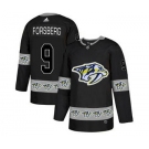 Predators #9 Filip Forsberg Black Team Logo Fashion Stitched Hockey Jersey