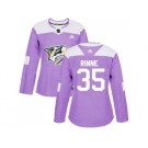 Women Adidas Nashville Predators #35 Pekka Rinne Purple Authentic Fights Cancer Stitched NHL Jersey