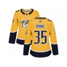 Women Adidas Nashville Predators #35 Pekka Rinne Yellow Home Authentic Stitched NHL Jersey