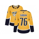 Women Adidas Nashville Predators #76 P.K Subban Yellow Home Authentic Stitched NHL Jersey