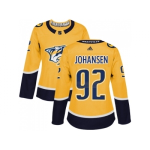 Women Adidas Nashville Predators #92 Ryan Johansen Yellow Home Authentic Stitched NHL Jersey