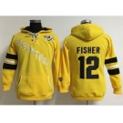 Women Nashville Predators #12 Mike Fisher Yellow Old Time Heidi Hoodie NHL Hoodie