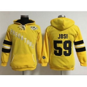 Women Nashville Predators #59 Roman Josi Yellow Old Time Heidi Hoodie NHL Hoodie