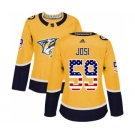 Women's Nashville Predators #59 Roman Josi Authentic Gold USA Flag Fashion Hockey Jersey