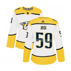Women's Nashville Predators #59 Roman Josi Authentic White Away Hockey Jersey