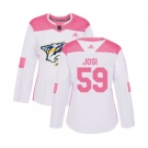 Women's Nashville Predators #59 Roman Josi Authentic White Pink Fashion Hockey Jersey