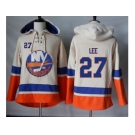 Men's New York Islanders #27 Anders Lee Cream Sawyer Hooded Sweatshirt Stitched NHL Jersey