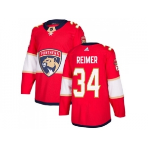 Men Adidas Florida Panthers #34 James Reimer Red Home Authentic Stitched NHL Jersey