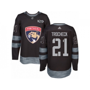 Men's Adidas Florida Panthers #21 Vincent Trocheck Authentic Black 1917-2017 100th Anniversary NHL Jersey