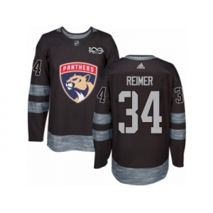Men's Adidas Florida Panthers #34 James Reimer Authentic Black 1917-2017 100th Anniversary NHL Jersey