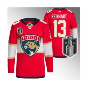 Men's Florida Panthers #13 Sam Reinhart Red 2023 Stanley Cup Final Stitched Jersey