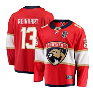 Men's Florida Panthers #13 Sam Reinhart Red 2025 Stanley Cup Final Home Stitched Hockey Jersey