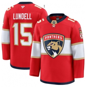 Men's Florida Panthers #15 Anton Lundell Red 2025 Premium Stitched Hockey Jersey