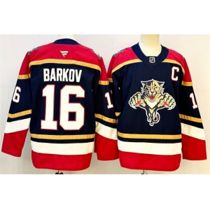 Men's Florida Panthers #16 Aleksander Barkov Black 2024-25 Home With C Patch Stitched Hockey Jersey