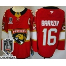 Men's Florida Panthers #16 Aleksander Barkov Red 2025 Stanley Cup Champions Authentic Jersey