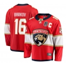 Men's Florida Panthers #16 Aleksander Barkov Red 2025 Stanley Cup Final Home Stitched Hockey Jersey